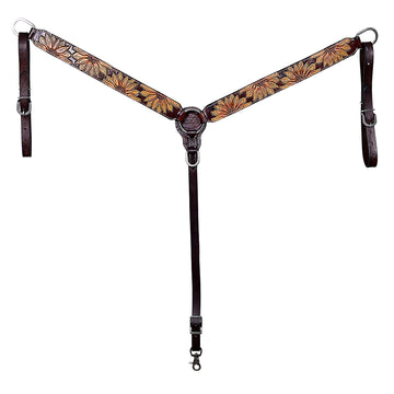 HILASON Western Horse Hand Carved American Leather Breast Collar Headstall